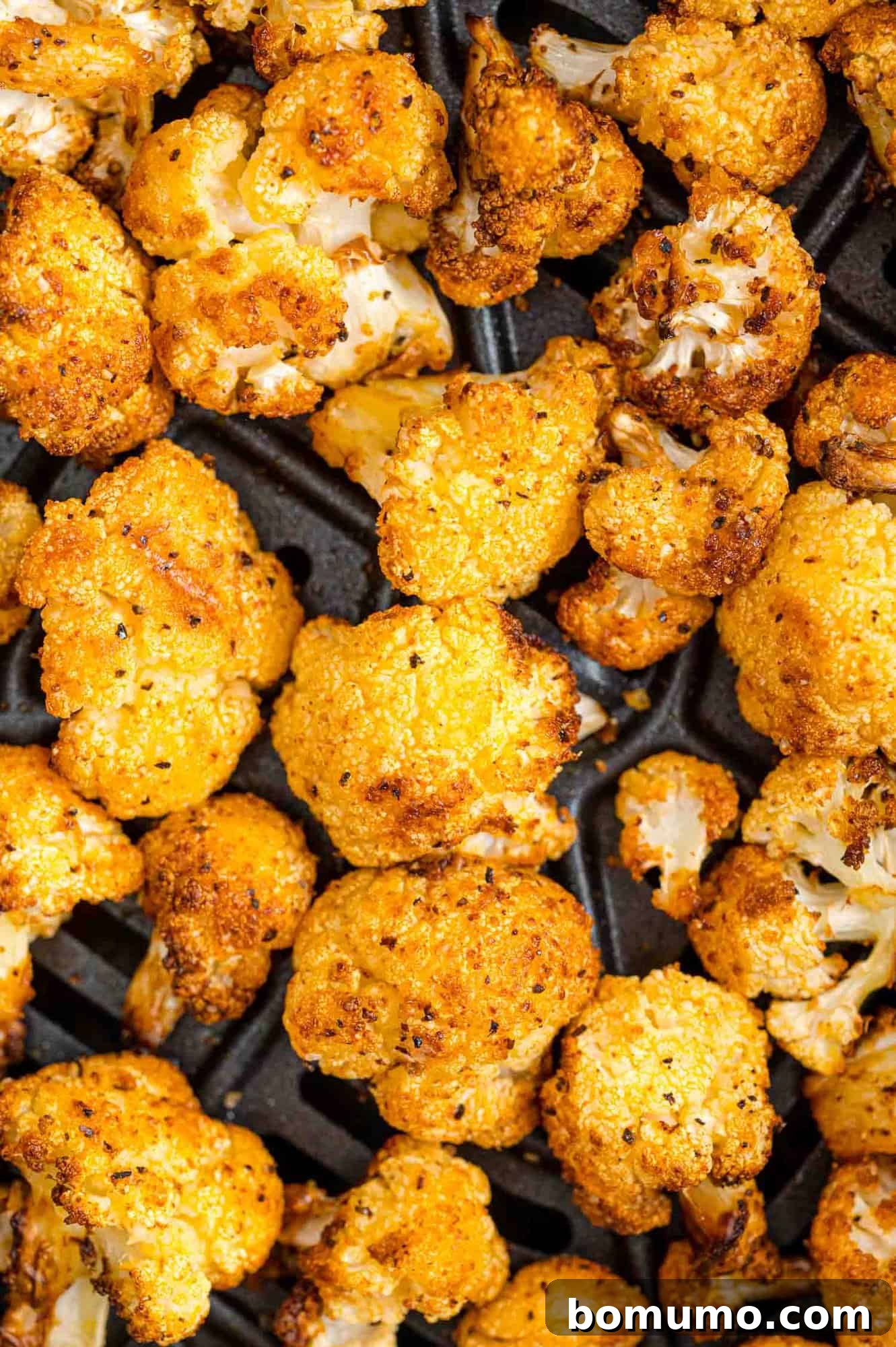 Close up of air fryer cauliflower.