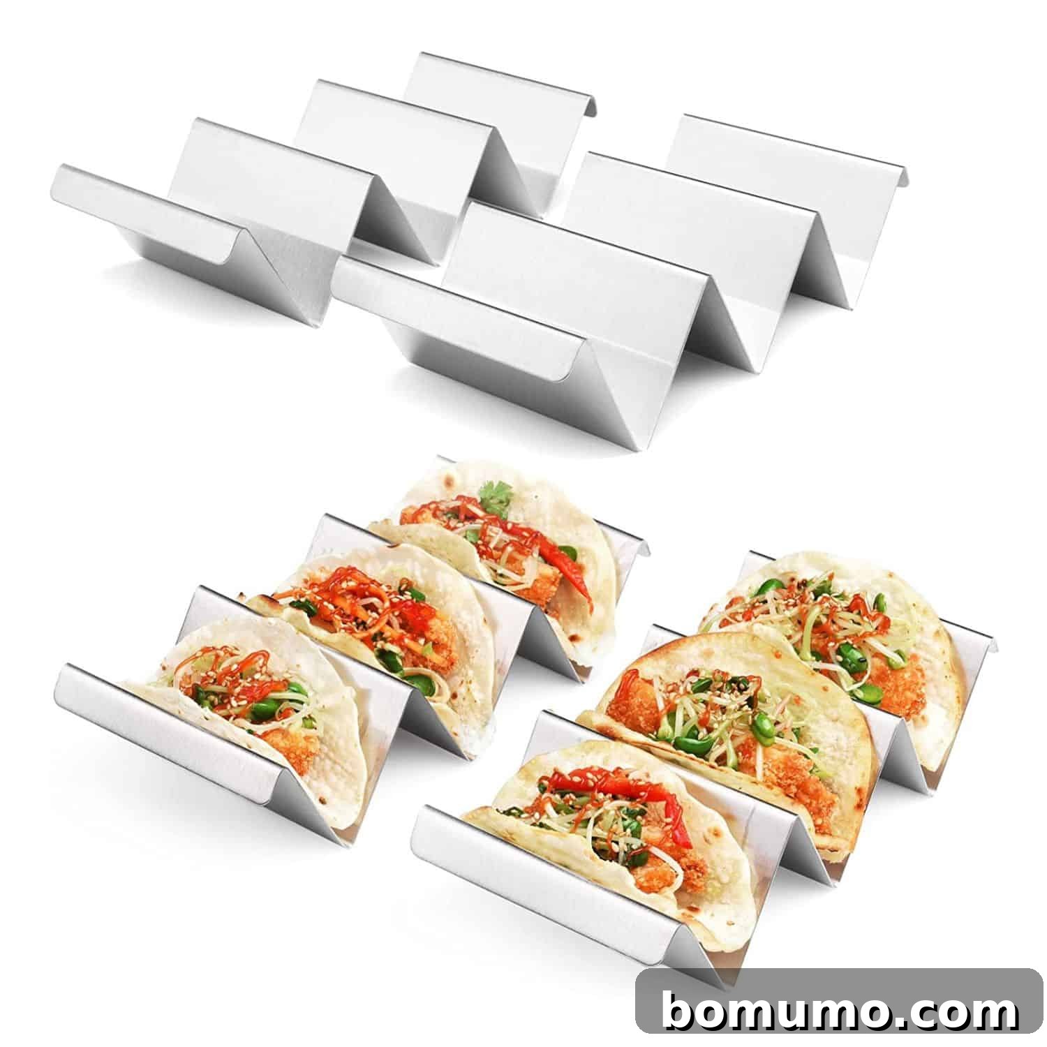 Taco holder product image for easy serving.