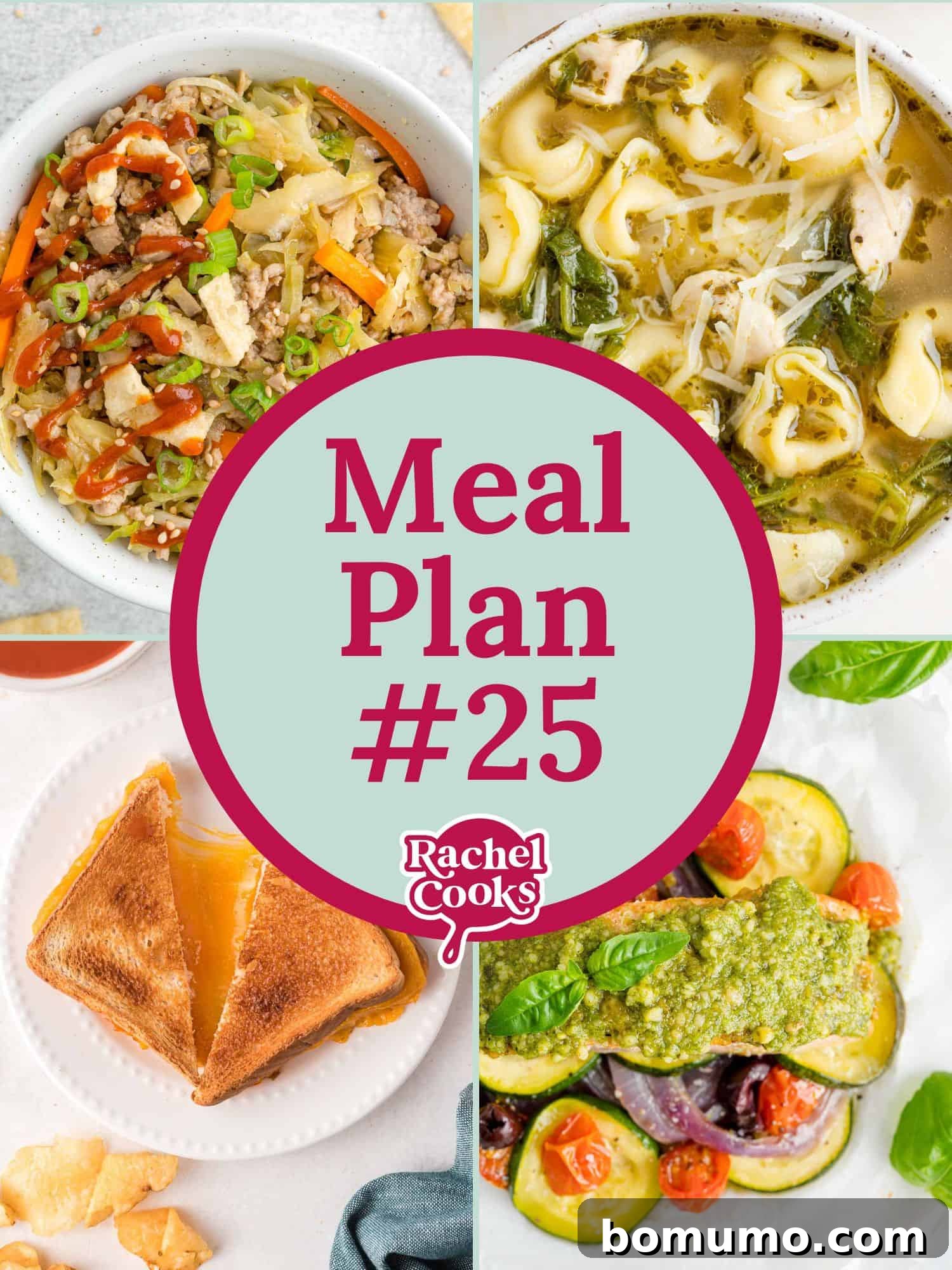 Fresh Summer Meals 2 Meal plan graphic featuring text and photos of delicious dishes, highlighting the ease and benefits of meal planning for busy families.