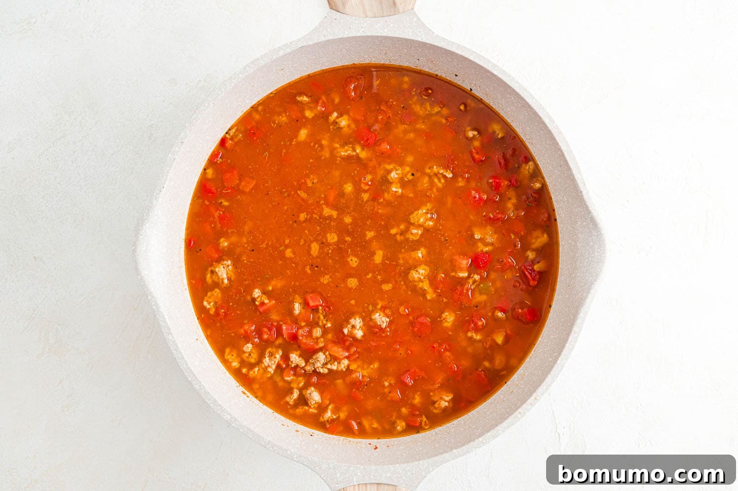 Ingredients in pan, not yet to a boil.