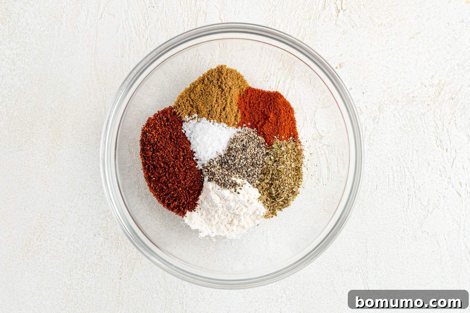 Spices and flour, not yet mixed.