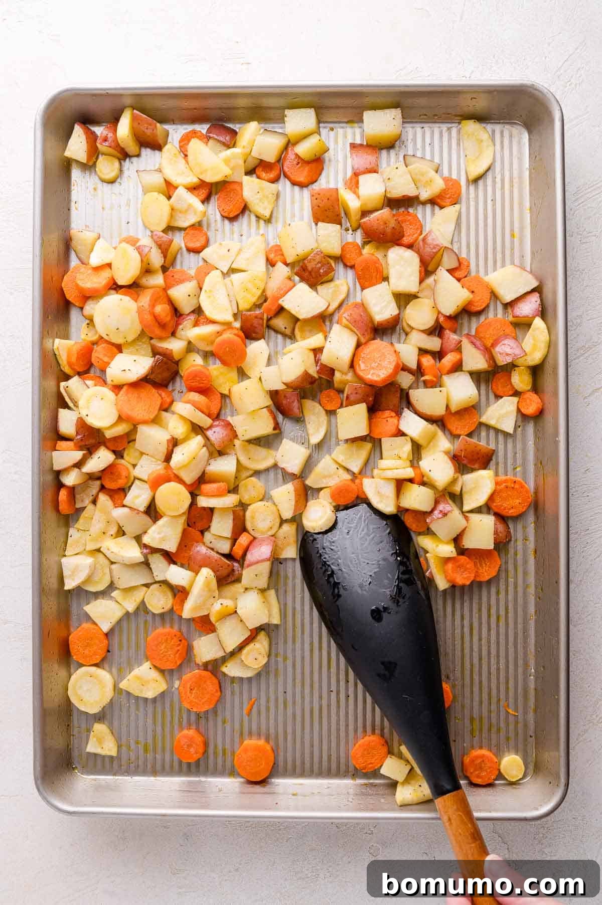 Stirring Roasted Vegetables