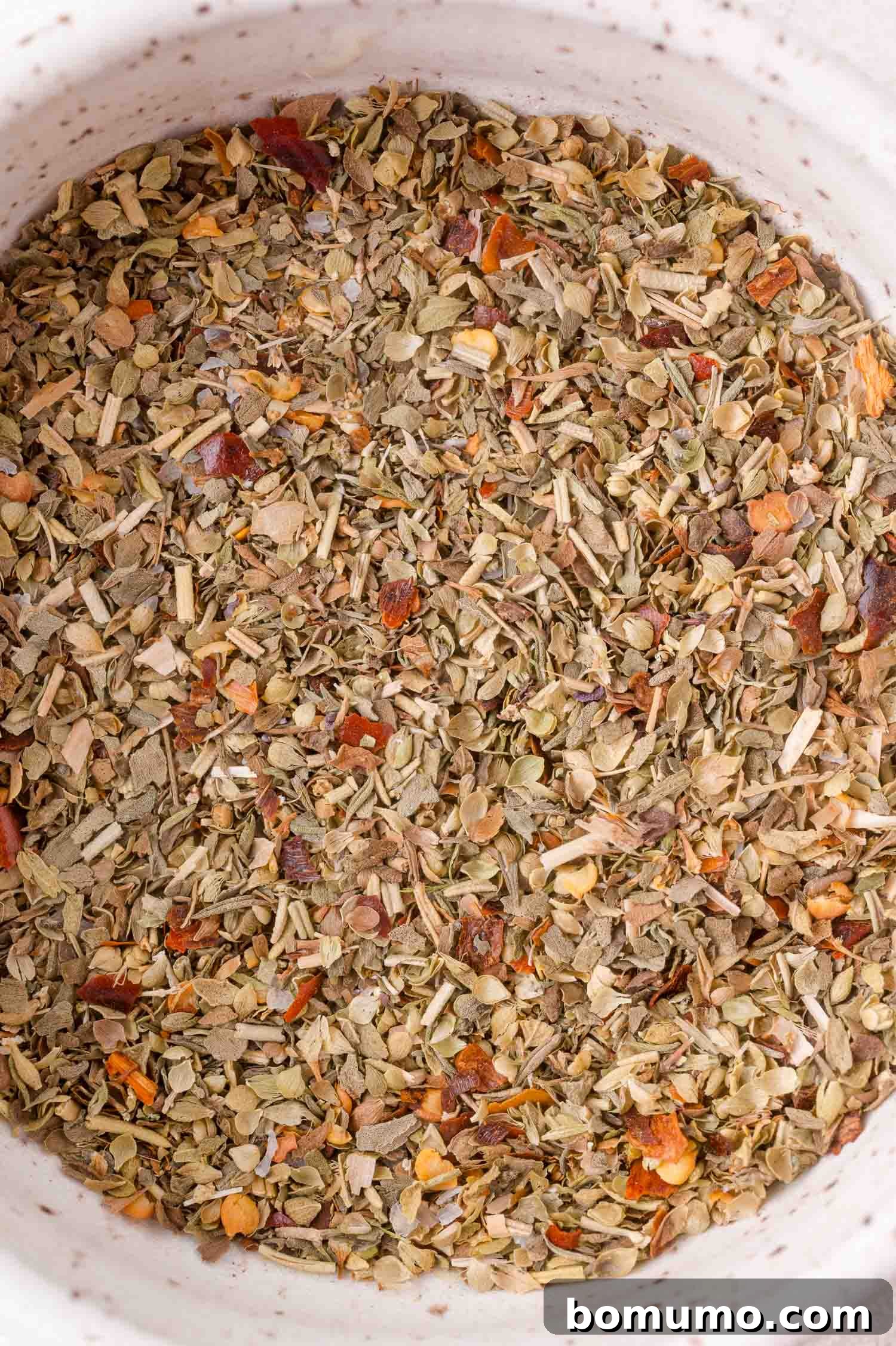 Bowl of mixed pizza seasoning