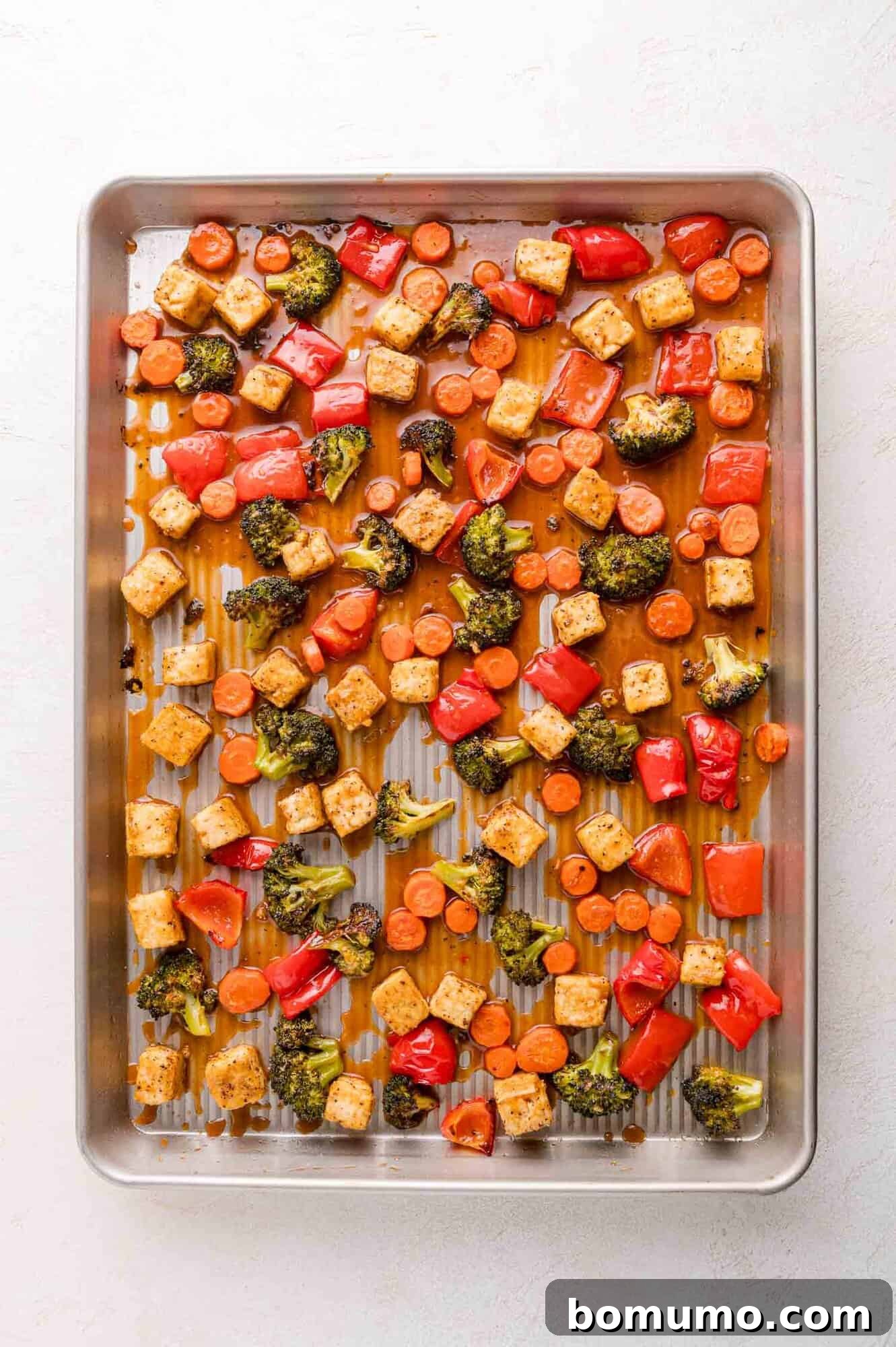 Tofu and vegetables tossed with General Tso's sauce