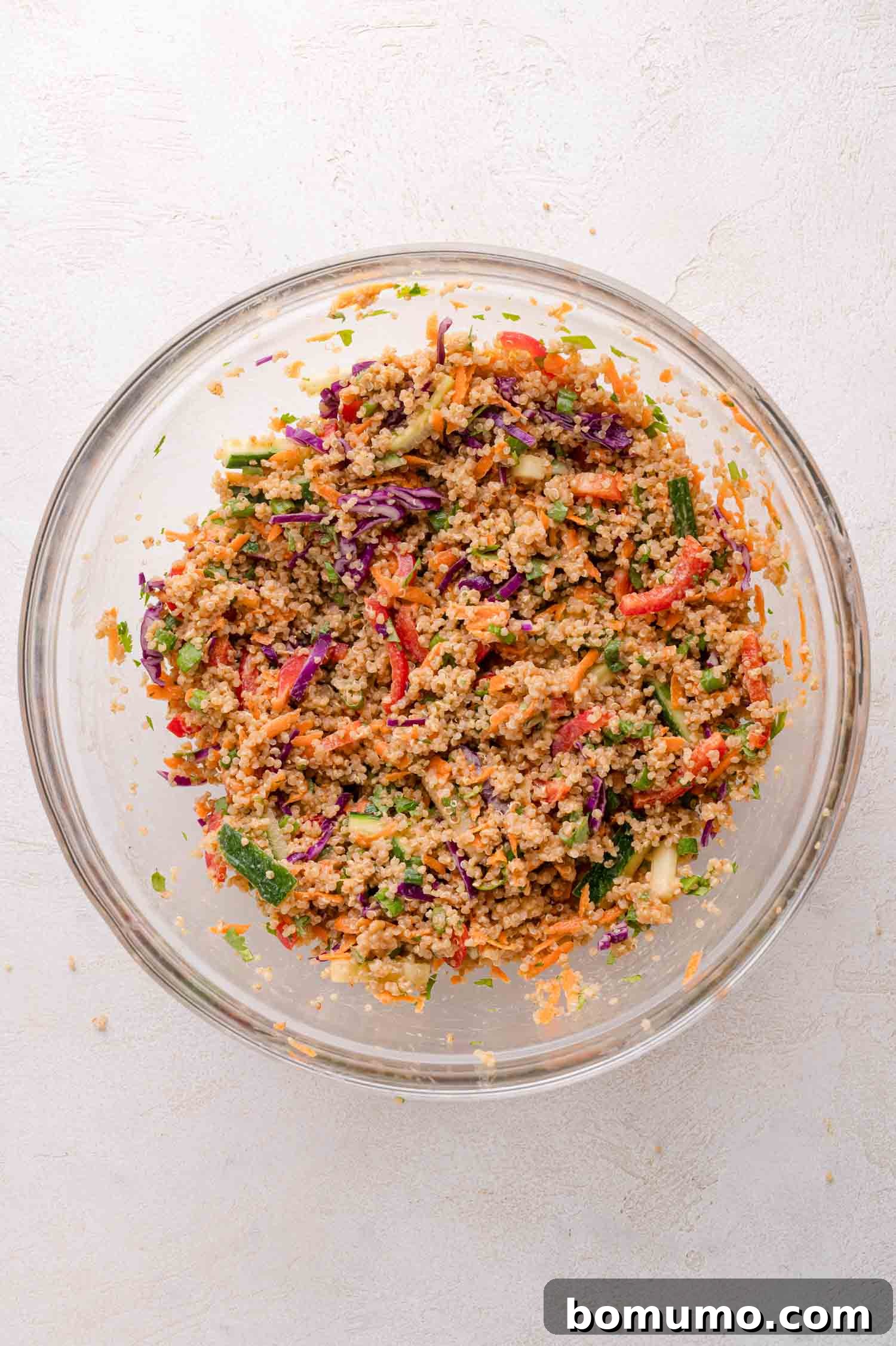 Quinoa Spring Roll Salad with a variety of colorful vegetables