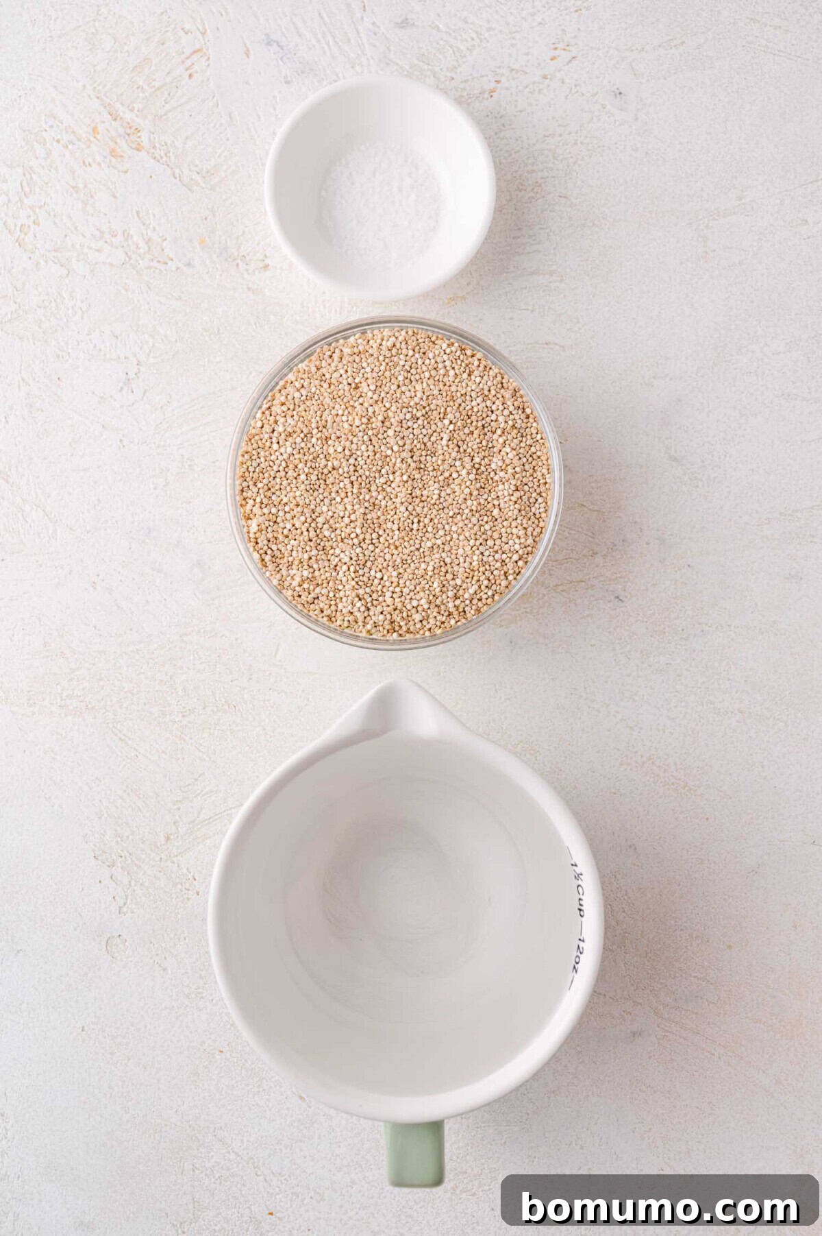 Ingredients for Quinoa Spring Roll Salad: quinoa, salt, and water