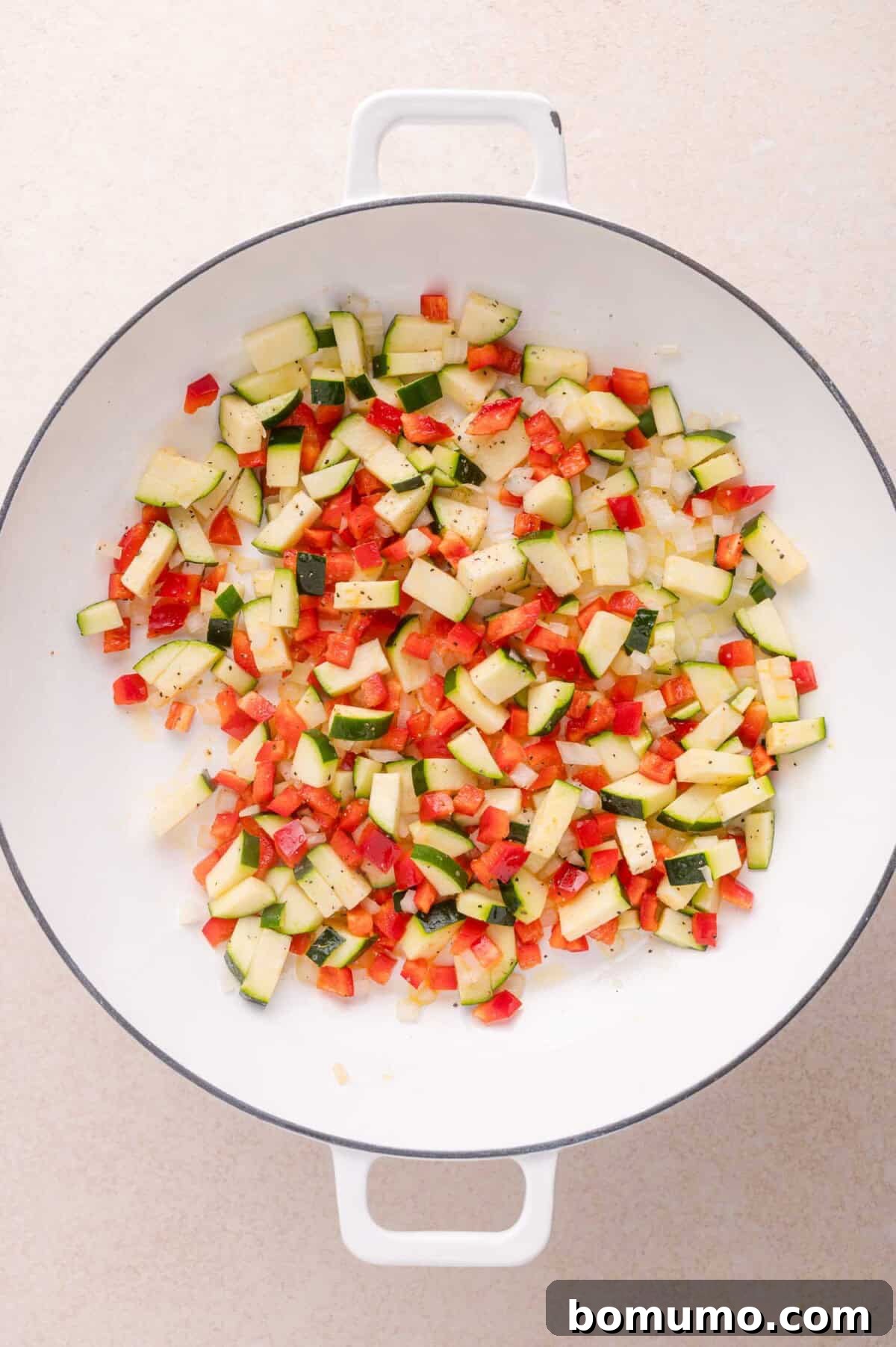 Sautéing vegetables in a skillet