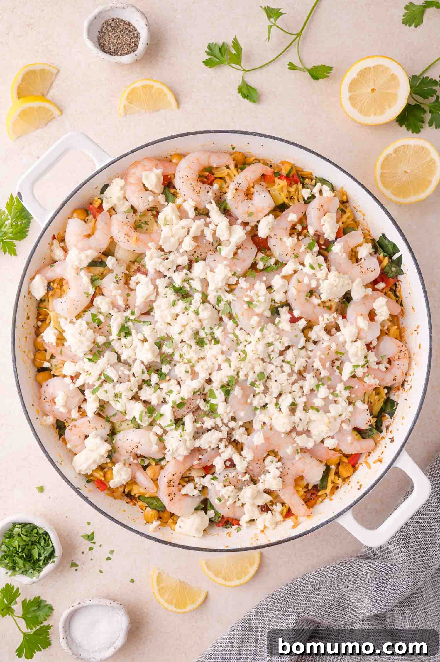 Baked Greek Orzo with Shrimp and Feta