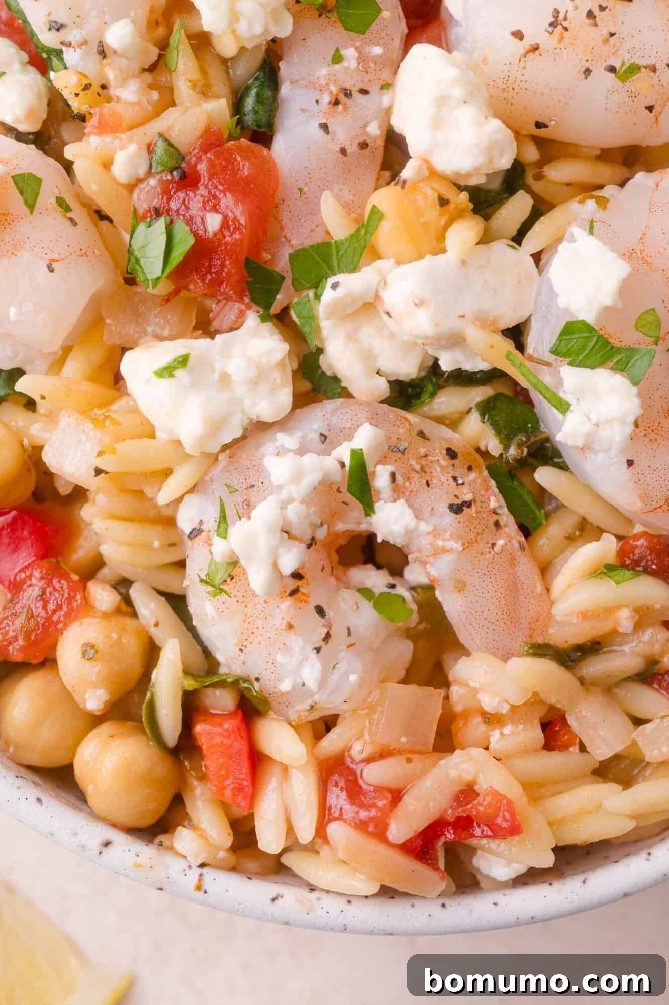 Greek Orzo Salad with Shrimp and Feta