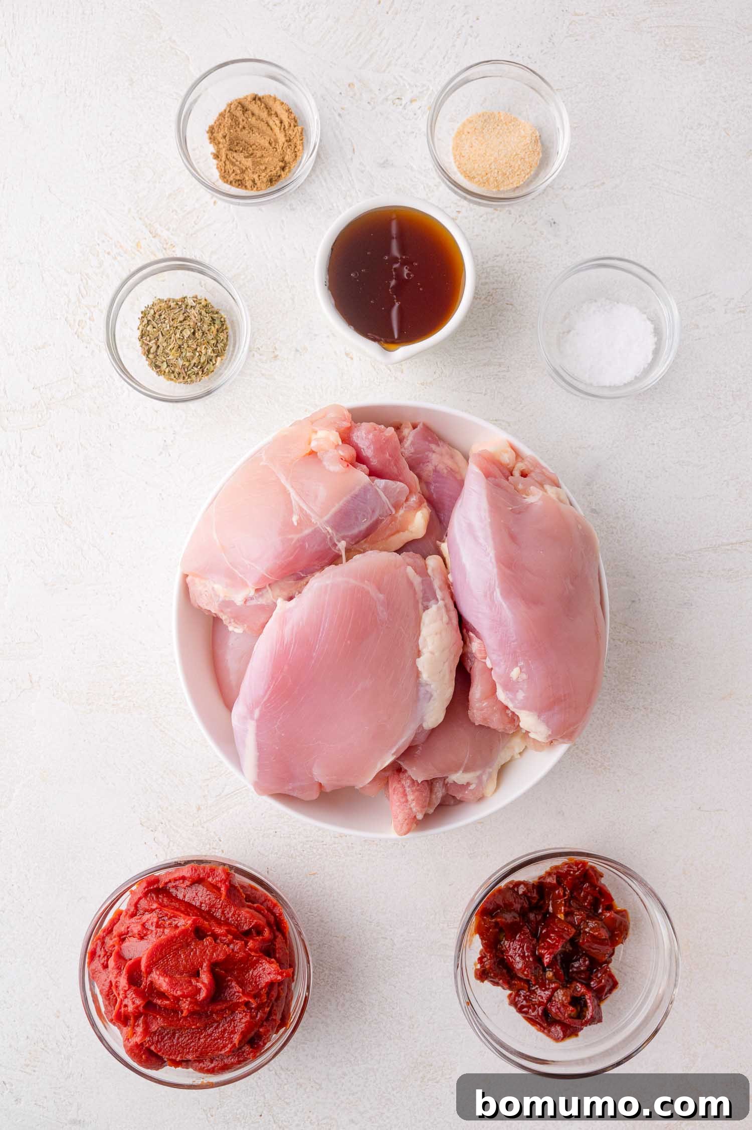 Chicken thighs and spice ingredients