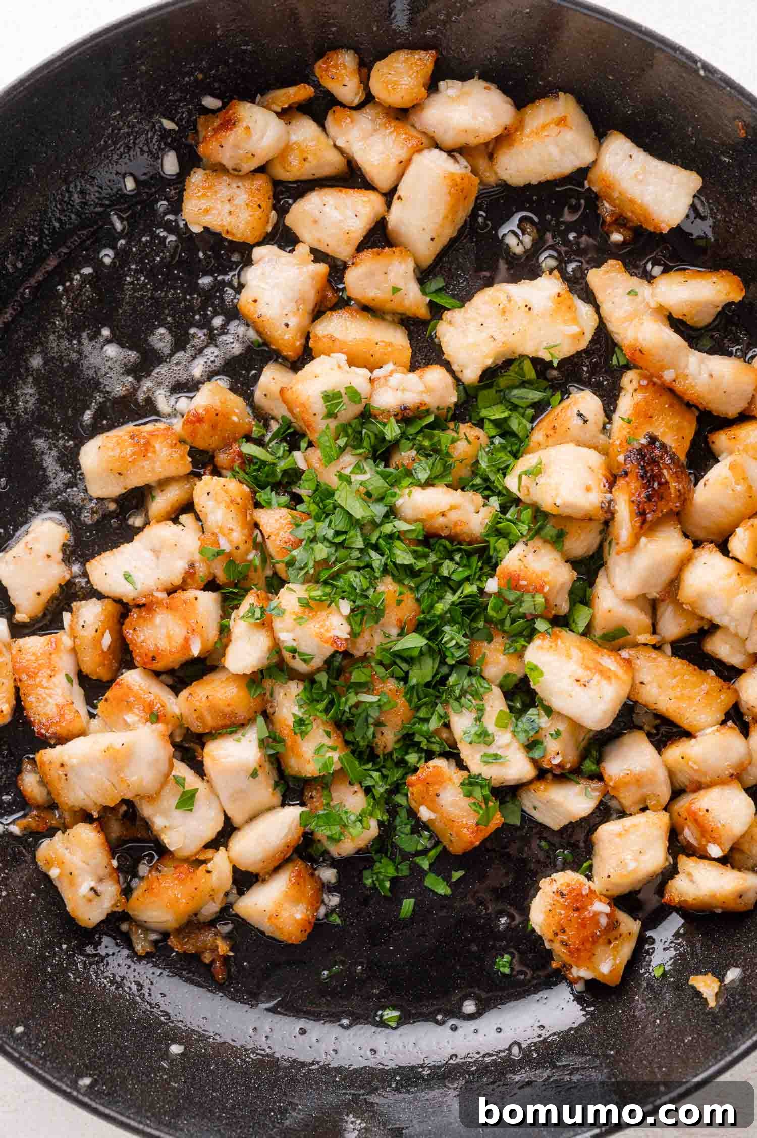 Garnish with fresh herbs in the center.