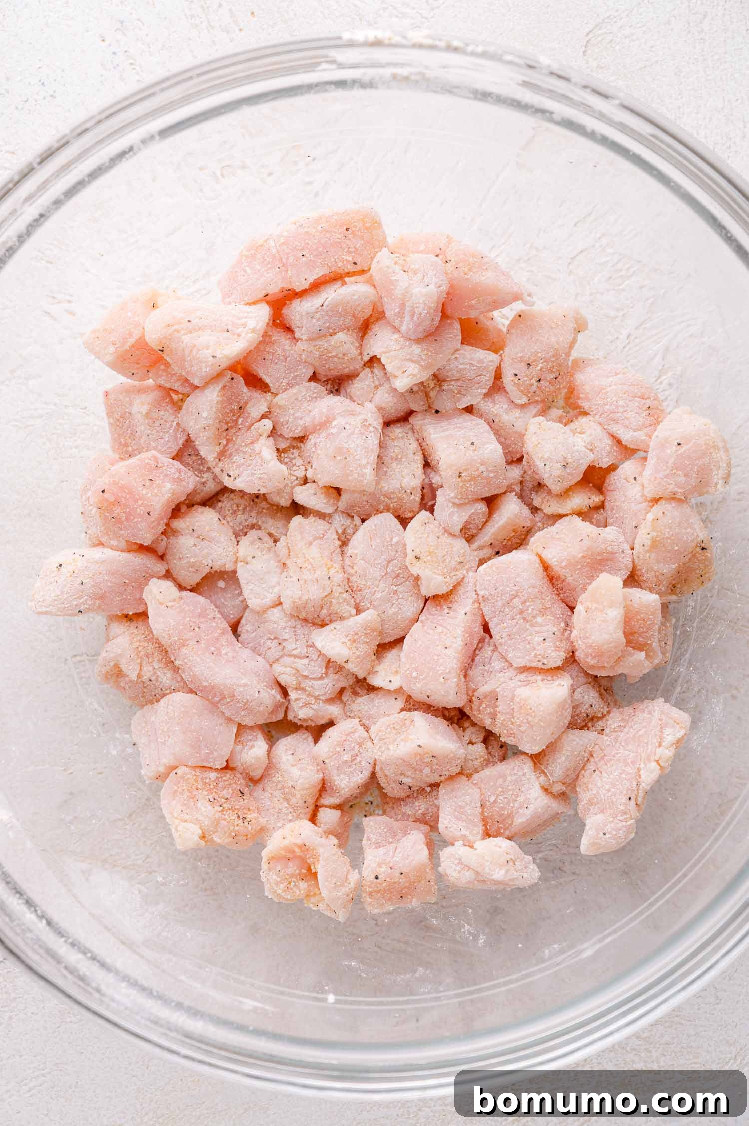 Chicken cubes with seasoning